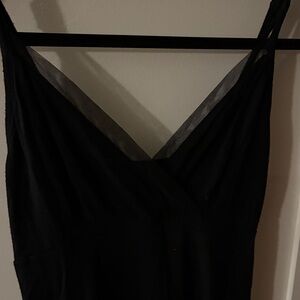 Classic Black V-Neck Mesh Trim Chemise